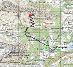 Paragliding Fluggebiet Europa Schweiz Glarus,B�rensolspitz,Karte mit dem etwas m�hsamen Weg ab Parkplatz hoch zum B�rensolspitz.
rot=Startplatz
gr�n=m�gliche Landepl�tze