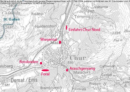 �bliche Landepl�tze um Chur
(es gibt zur Zeit keinen "offiziellen" Landeplatz).