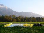 Paragliding Fluggebiet Europa » �sterreich » Tirol,Zahmer Kaiser, Ritzau-Alm,Blick auf Zahmen Kaiser von links nach rechts - Naunspitze, Startplatz in der Senke, Schanzer W�nde