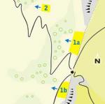 Paragliding Fluggebiet ,,Startpl�tze auf dem Hohen Kasten:
1a wird meistens von Flugschulen benutzt (offizieller Startplatz)
1b ist auf dem Weg von der Bergstation nach unten.
Ostw�rts kann man auch starten, steigt dann aber zuerst weiter ab.
(C)FGA