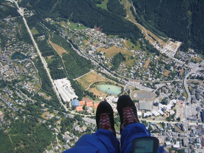 Landeplatz in Chamonix (Bildmitte)