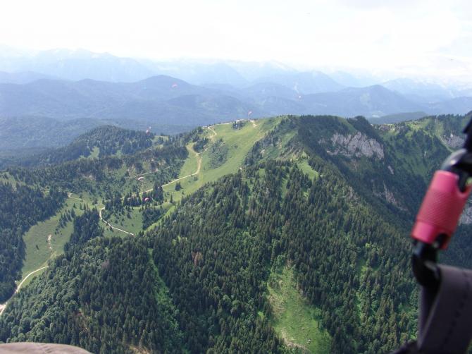 Blick in den Garland, Bildmitte oben ist der Startplatz im Garland zu sehen, Juni 2007