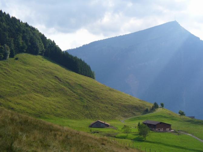 Startplatz Rufiberg mit der Rigi im Hintergrund.