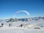 Paragliding Fluggebiet Europa Schweiz Schwyz,Fronalpstock,Start auf dem Fronalpstock mit Blick Richtung Mythen.