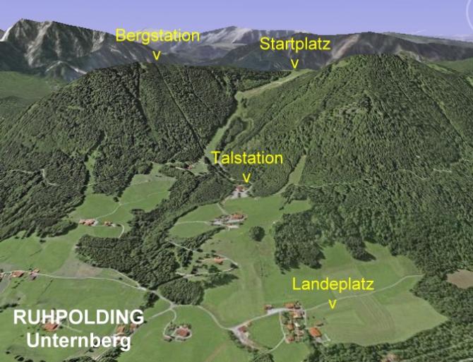 Die Bergstation ist der eigentliche Startplatz an der Skipiste ist ein zweiter offizieller Startplatz mit Windsack!