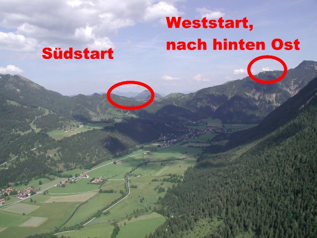Blick über Bayrischzell
Startrichtungen Ost und West
