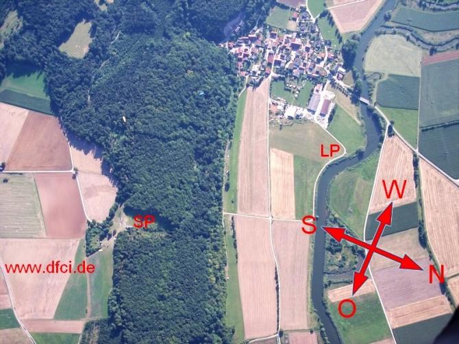 4.August 2007. Blick von oben auf das Fluggebiet.