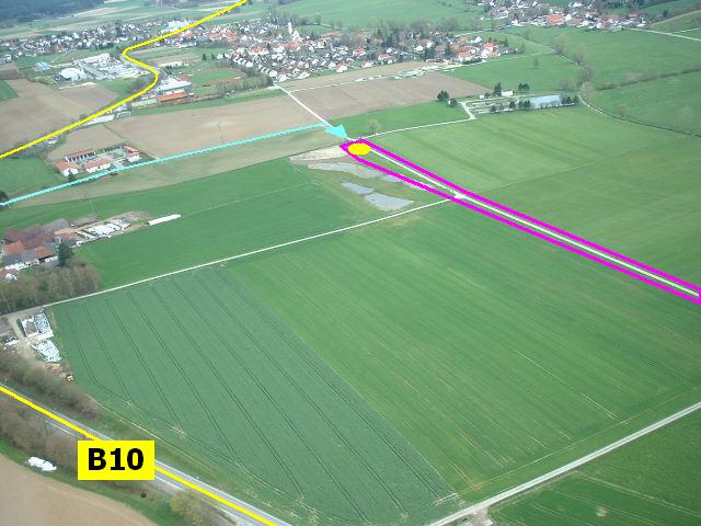 HAUPTSCHLEPPSTRECKE, Treffpunkt bei Schleppbetrieb, Auerbach Süd (Biotop), Zufahrtsskizze von der B10