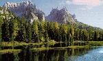 Paragliding Fluggebiet Europa Italien Venetien,3 Zinnen/ Drei Zinnen/ Tre Cime di Lavaredo,Misurina vom See aus gesehen