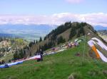 Paragliding Fluggebiet Europa » Deutschland » Bayern,Scheiber Tiroler Stadl,Startplatz Spießer während der Bavarian Open 2001