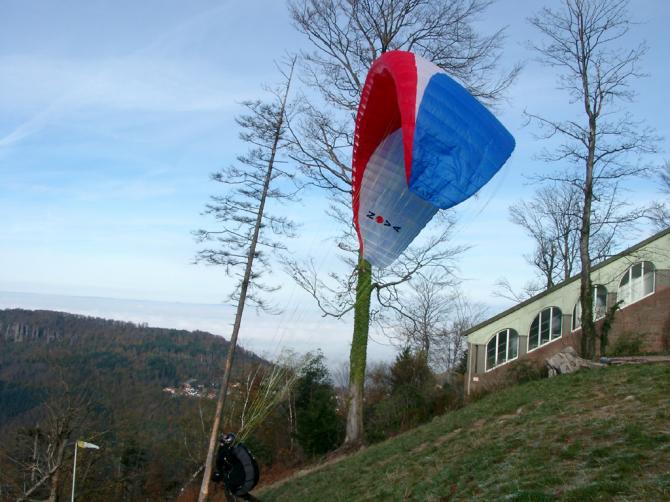 Winterlicher Start am Weststartplatz Merkur, Baden-Baden.