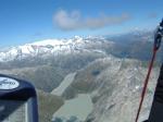 Paragliding Fluggebiet ,,Hoch über Ulrichen im August.Vor mir der Grimselpass und der Rhonegletscher.