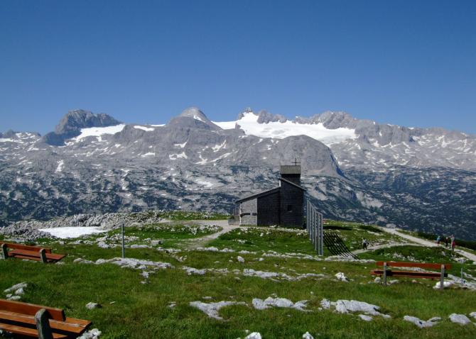 In der Nähe des Startplatzes am Krippenstein, Dachstein und Hallstätter Gletscher am 16. Juli 2008