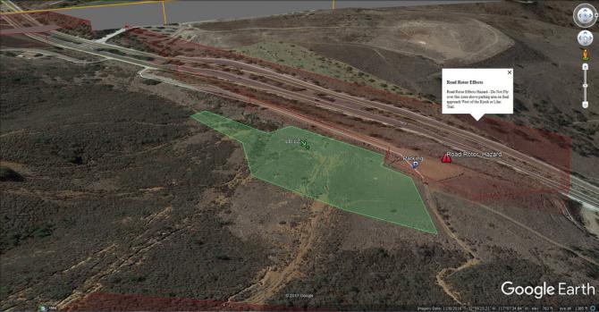 LZ (green) and rotor zone (red) behind road.
pix courtesy ©sdhgpa
