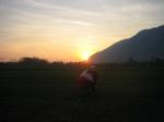 Paragliding Fluggebiet Europa » Italien » Venetien,Bassano - Monte Grappa,Abendstimmung am Landeplatz. Pizzatime.