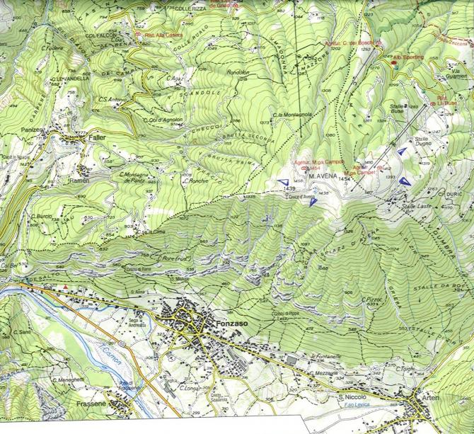 Blatt 23, Carte topografica per escursionisti, "Alpi Feltrine, Le Vette-Cimonega" 1:25000

Diese Karte Leistet gute Dienste und ist im Zeitungladen in Fonzaso erhältlich.