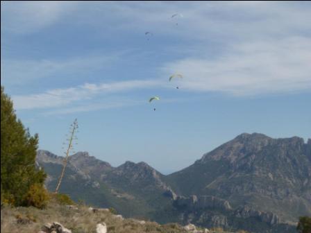 Fluing off Sella with Puig Campana in front of you.  One of the most impressive sites near Alicante.