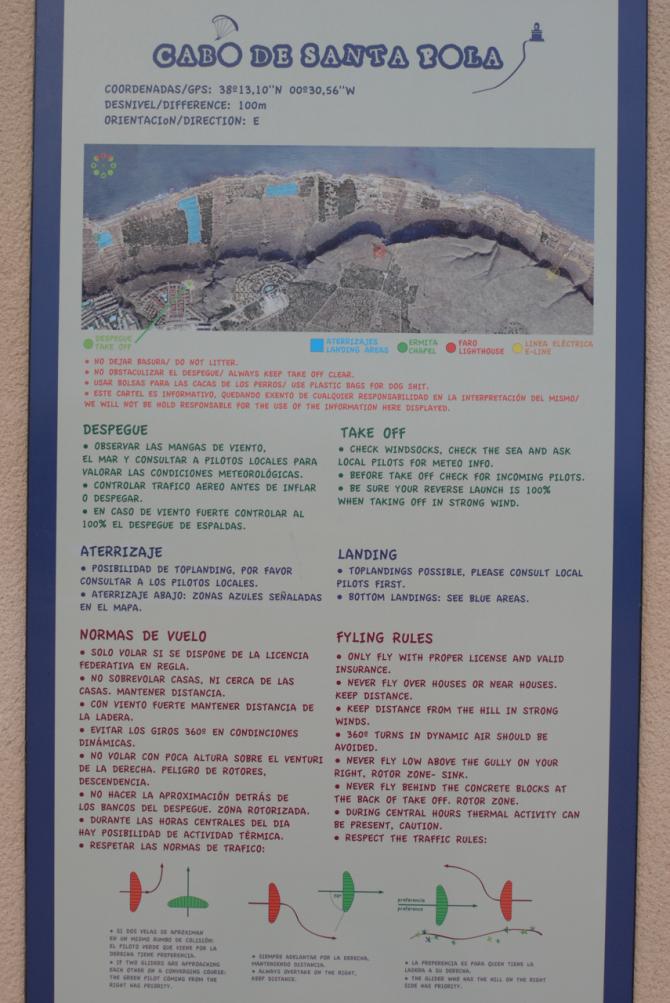 Santa Pola site rules and area map