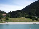 Paragliding Fluggebiet Europa » Italien » Trentino-Südtirol,Pradel/Tovre, Molveno,Der Landeplatz vom See aus gesehen!