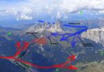 Paragliding Fluggebiet Europa » Italien » Trentino-Südtirol,Col Rodella,Blick von Süden auf den Sellapaß, Windsysteme Grödener Talwind und Fassatalwind