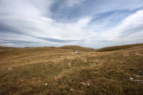 Windfahne am Startplart, der sich auch gut zum Toplanden eignet
