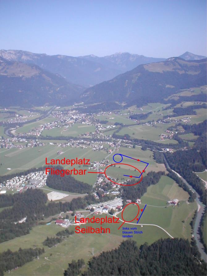 Landeplatz bei der "Flieger Bar" und neben der Talstation