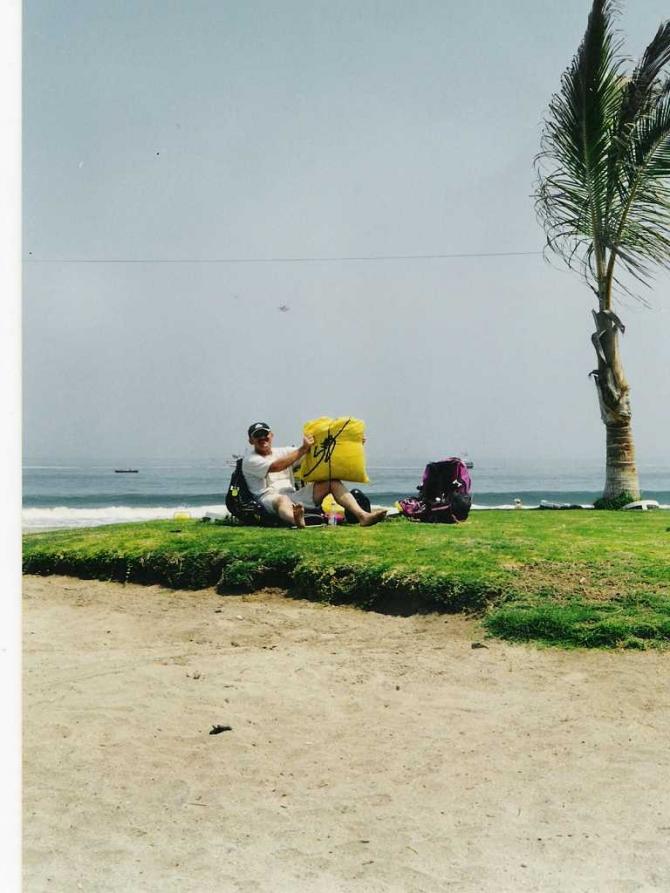 Man ist froh über ein klein wenig grün für das zusammenlegen des Schirmes (viel viel viel Sand )