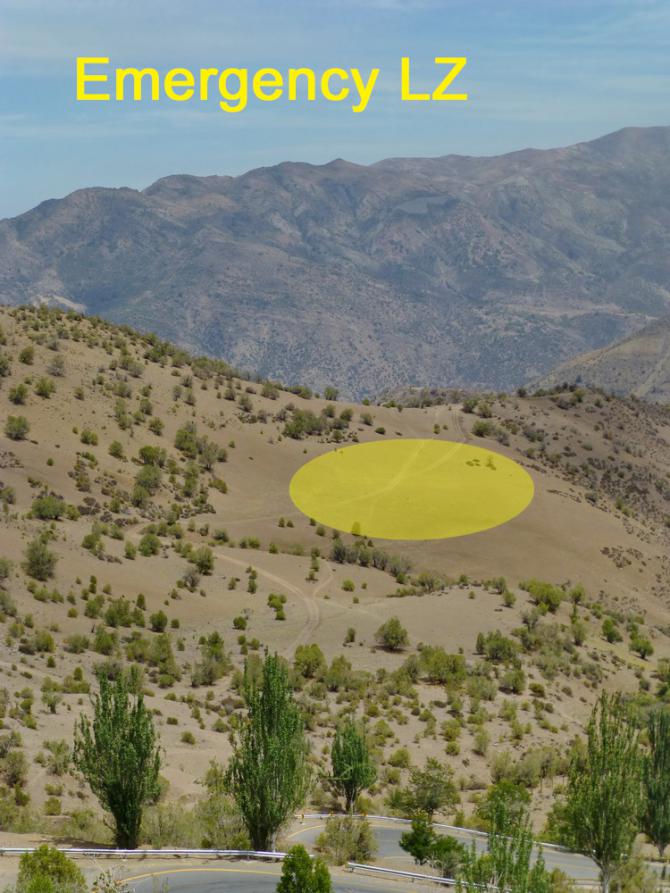 Emergency LZ: mit West Wind im Lee  > Rotor!