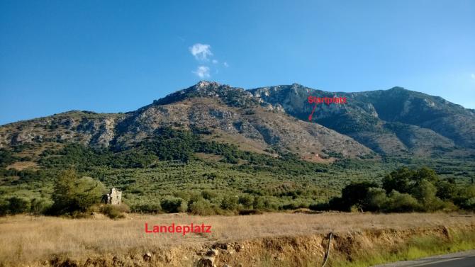 Start- und Landeplatz; Sept. 2013; die linke Seite vom Hang kann ggf. auch zum Start genutz werden