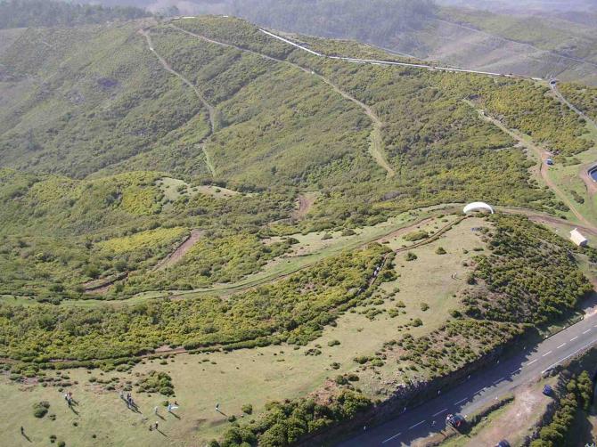 Der Startplatz auf der Süd-Westseite von Madeiras Hochplateau aus der Vogelperspektive