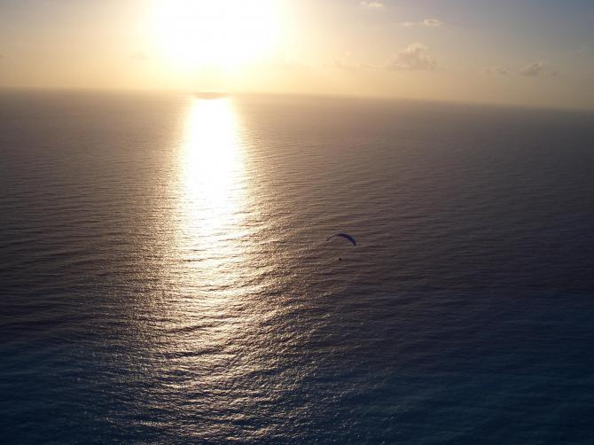 Janni am Tandem beim Abendflug im Juni 2007