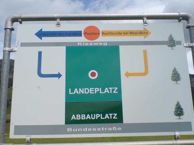Tafel am Landeplatz