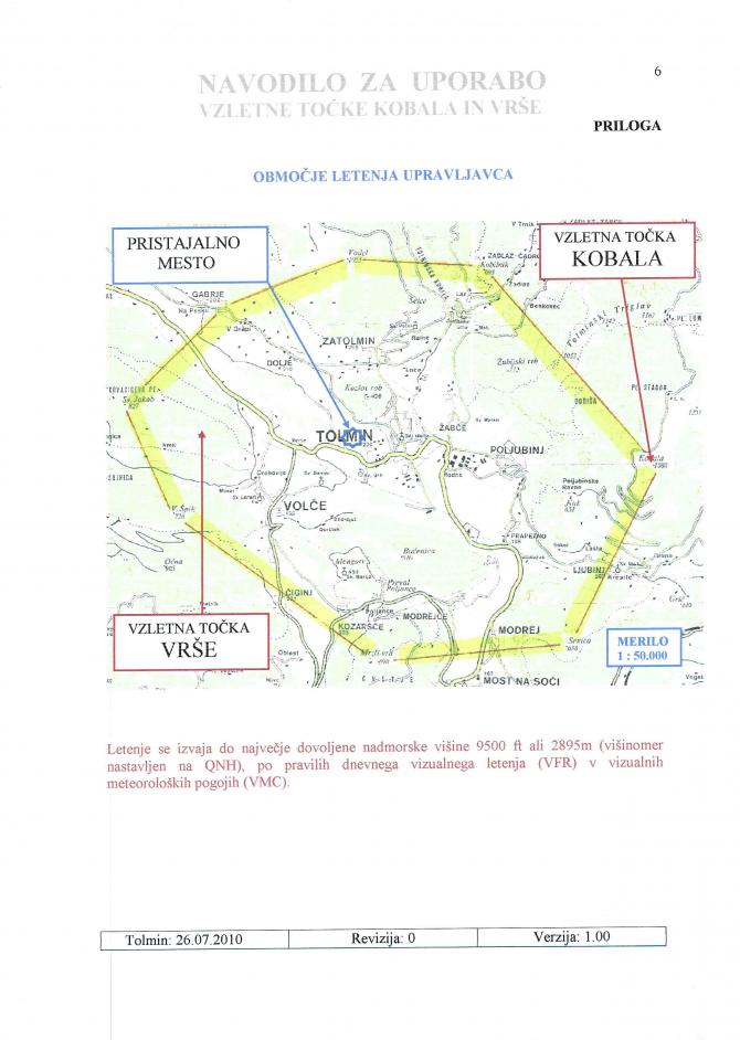 Startplatz und Landeplatz um Tolmin