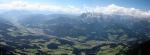 Paragliding Fluggebiet Europa » Österreich » Salzburg,Werfenweng - Bischling,Panorama aus der Vogelperspektive Richtung Hochkönig (W) aus 2700m. Im linken Bildteil liegt Bischofshofen.