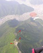 Paragliding Fluggebiet Asien Japan ,Iwayasan Flight Area,Iwayasan -TO, LZ aus der Luft