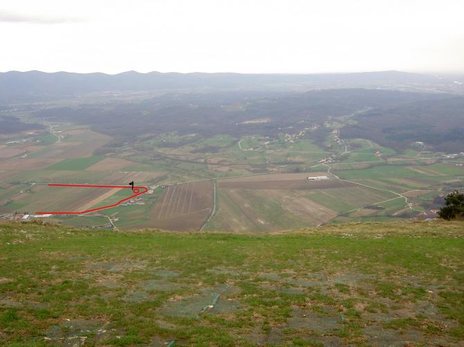 Blick direkt vom Startplatz auf den Landeplatz!