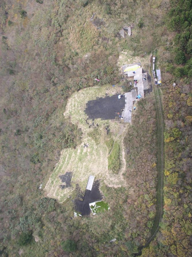 Startplätze und "Monorailstation" aus der Luft