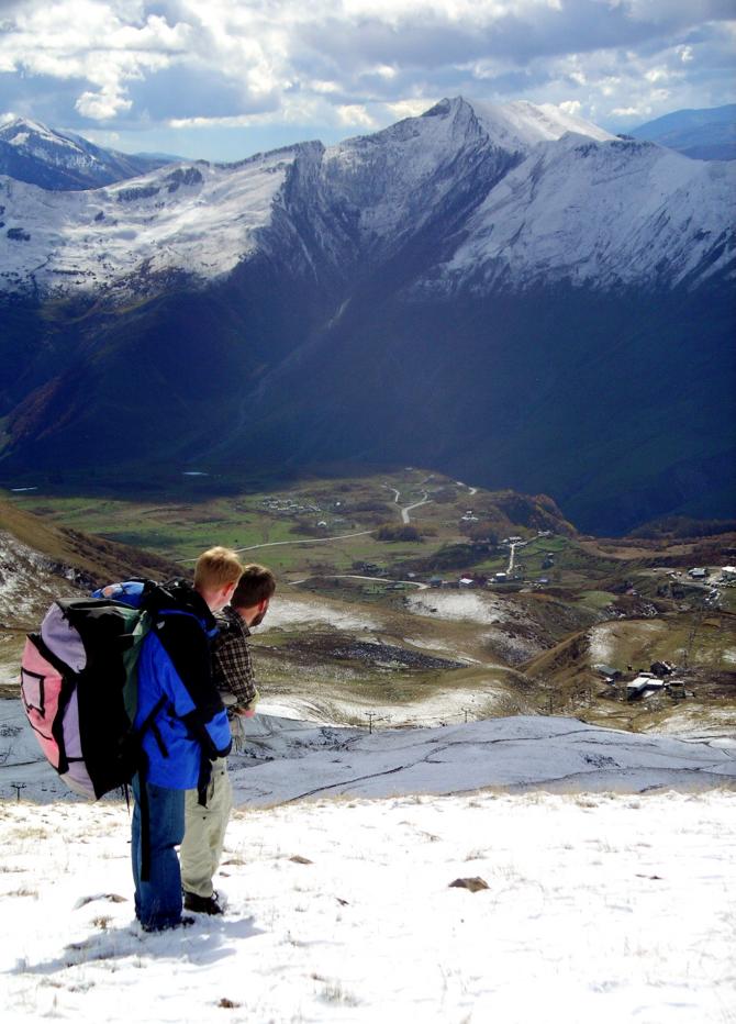 Asmus and I looking down at the resort.