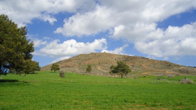 Oben, wo die beiden einzelnen Bäumchen stehen ist der Startplatz zu sehen.