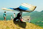 Paragliding Fluggebiet Europa Tschechische Republik ,Rana,Drachenstart 1996