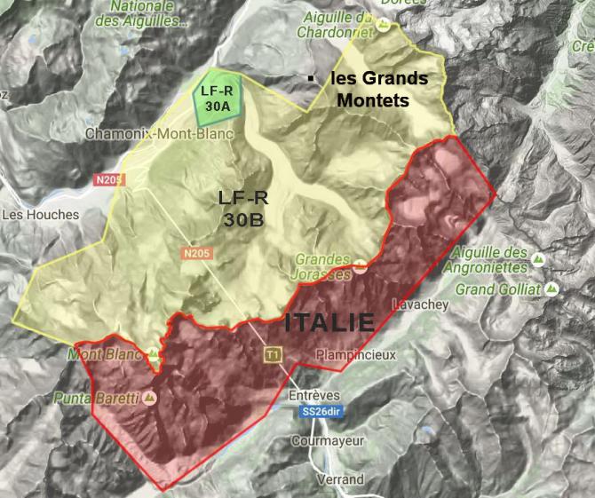 Flugverbotszonen am Mt.Blanc (2016): Starten, Landen und Überflug!
> Frankreich:
- LF-R30A: permanent!
- LF-R30B: July-August
> Italien: 4.8. - 15.9.2016

© parapente.ffvl.fr