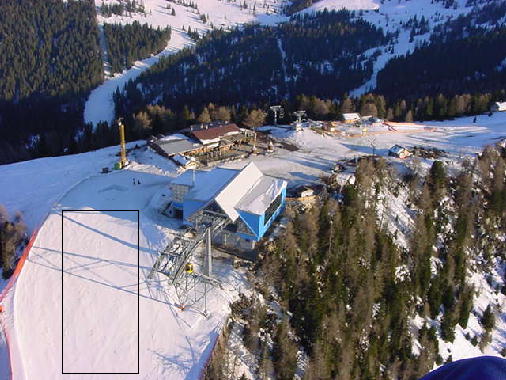 Startplatz Piz La Villa auf der Skipiste (nur nach Goldel-Schluß erlaubt).