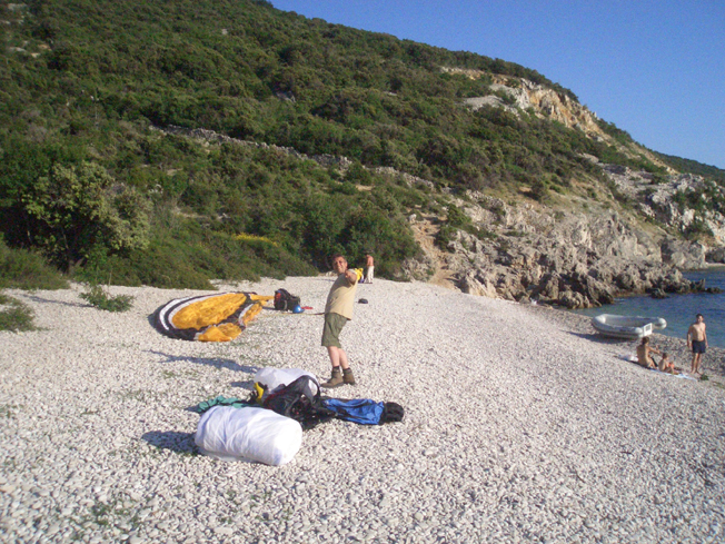 Landeplatz unten am Strand.