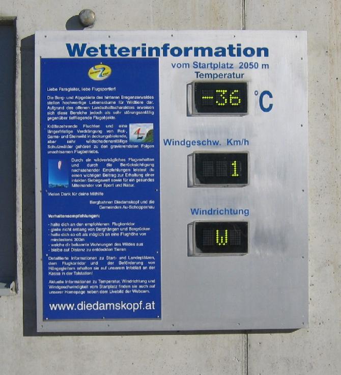 02.01.2008
Die Bregenzernach dampfte im Tal bei diesen herlichen Bedingungen :-)
Vorbildliche Information bereits im Tal!