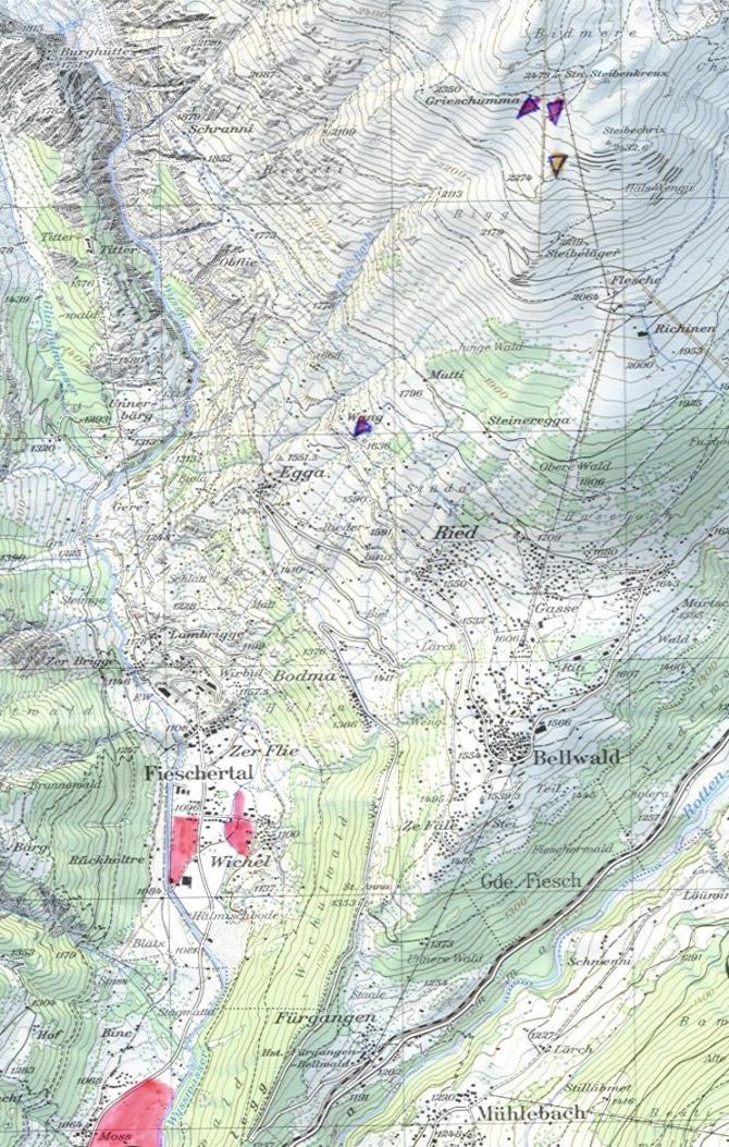 Keine Frage: Wer in diesem Gebiet fliegt, der braucht nicht nur diesen Ausschnitt, sondern die ganze Karte! Blatt 2516, Aletschgebiet, 1:25000