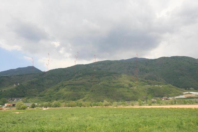 Thermikquellen von Startplatz gesehen.