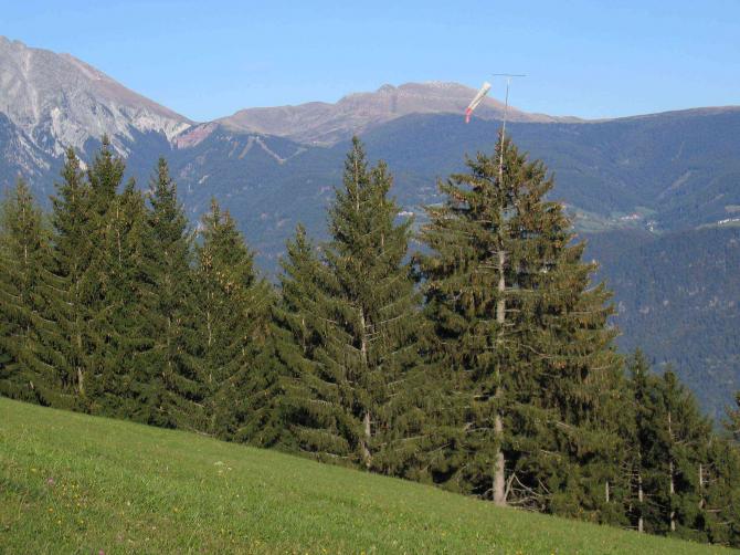 Der Windsack ist schon vom Fussweg aus gut sichtbar.