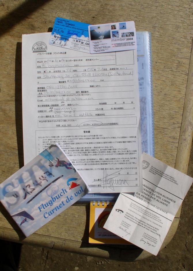 SHV-Ausweis, IPPI-Karte, GS-Lizenz, Flugbuch, Versicherungsnachweis: alles brauchte man um das Formular auszufüllen...