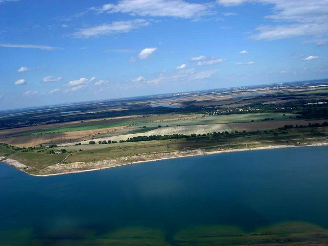 Ausblick beim Schleppen über den Hainer See Richtung Leipzig