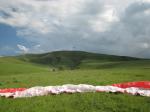Paragliding Fluggebiet Asien » Kirgistan,Sokuluk - Kirgistan,Blick vom Landeplatz 2 hinauf zum Startplatz 2